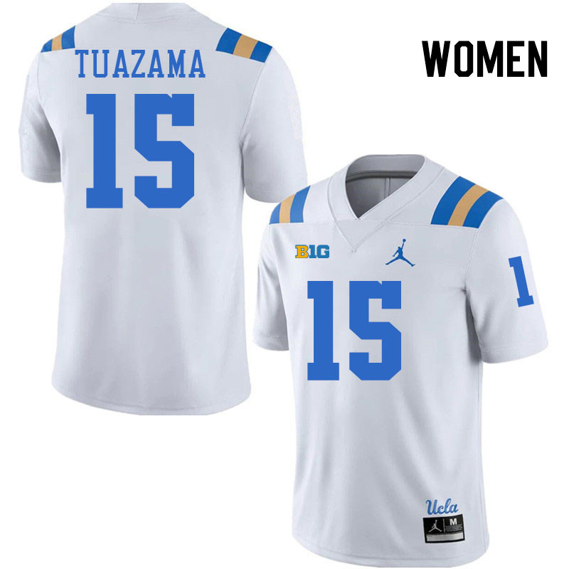 Women #15 Drew Tuazama UCLA Bruins College Football Jerseys Stitched-White